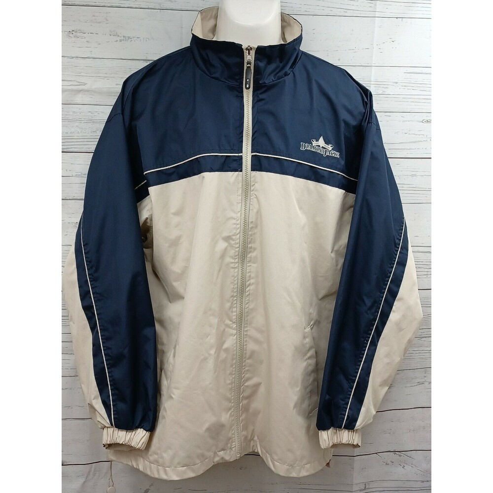 Diamonds Jacks Casino Resort i5 Windbreaker Jacket Sz XL Adult Blue Beige